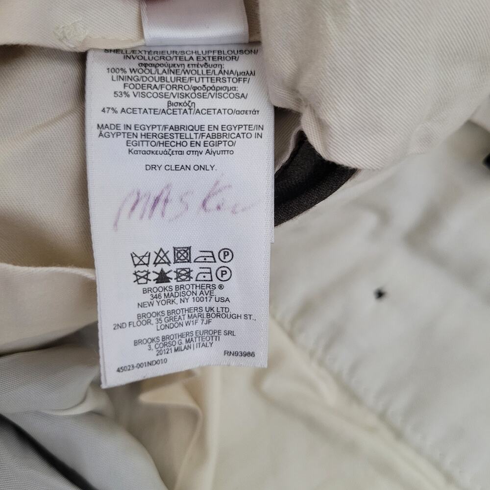 Brooks Brothers Pants Men 38x32 Brown Madison Fit 100% Wool Chino Trousers - Picture 11 of 11